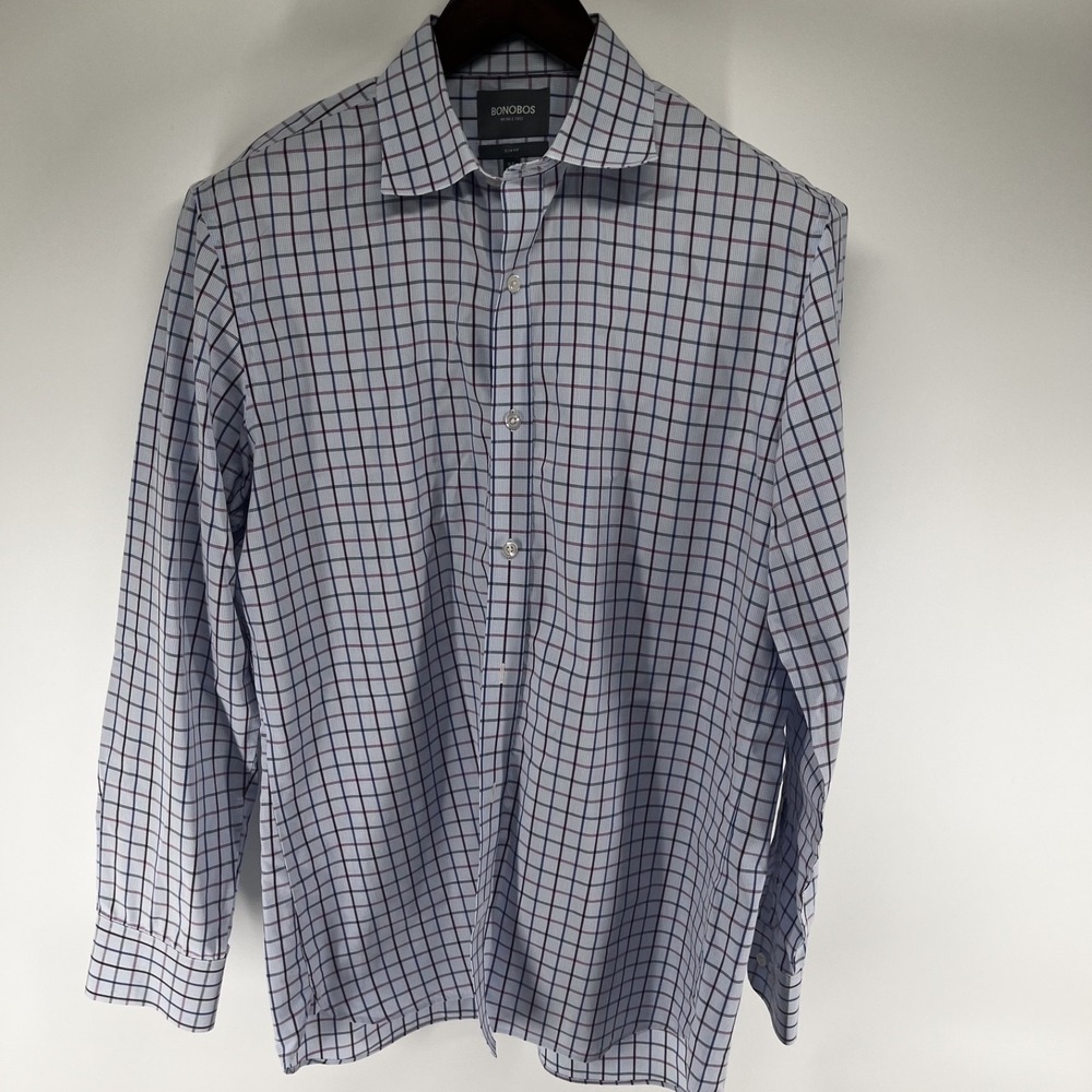 Bonobos Mens Shirt Large wrinkle-free slim fit 16.5 and 35